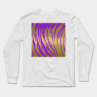 Gold Tiger Stripes Purple Long Sleeve T-Shirt